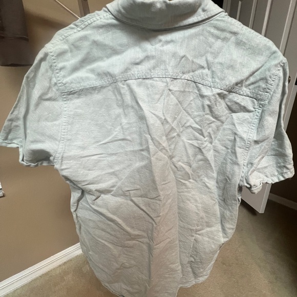 Abercrombie & Fitch Linen Blend Short Sleeve Button Shirt Medium Mint Green - Picture 2 of 3